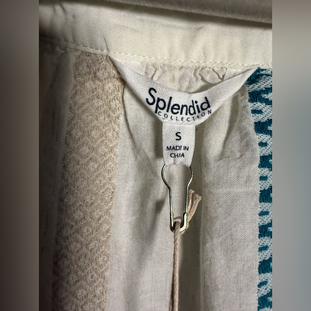 Splendid Collection Cream and Blue Elian Square Neck Tank Size Small - Picture 5 of 12